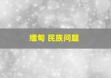 缅甸 民族问题